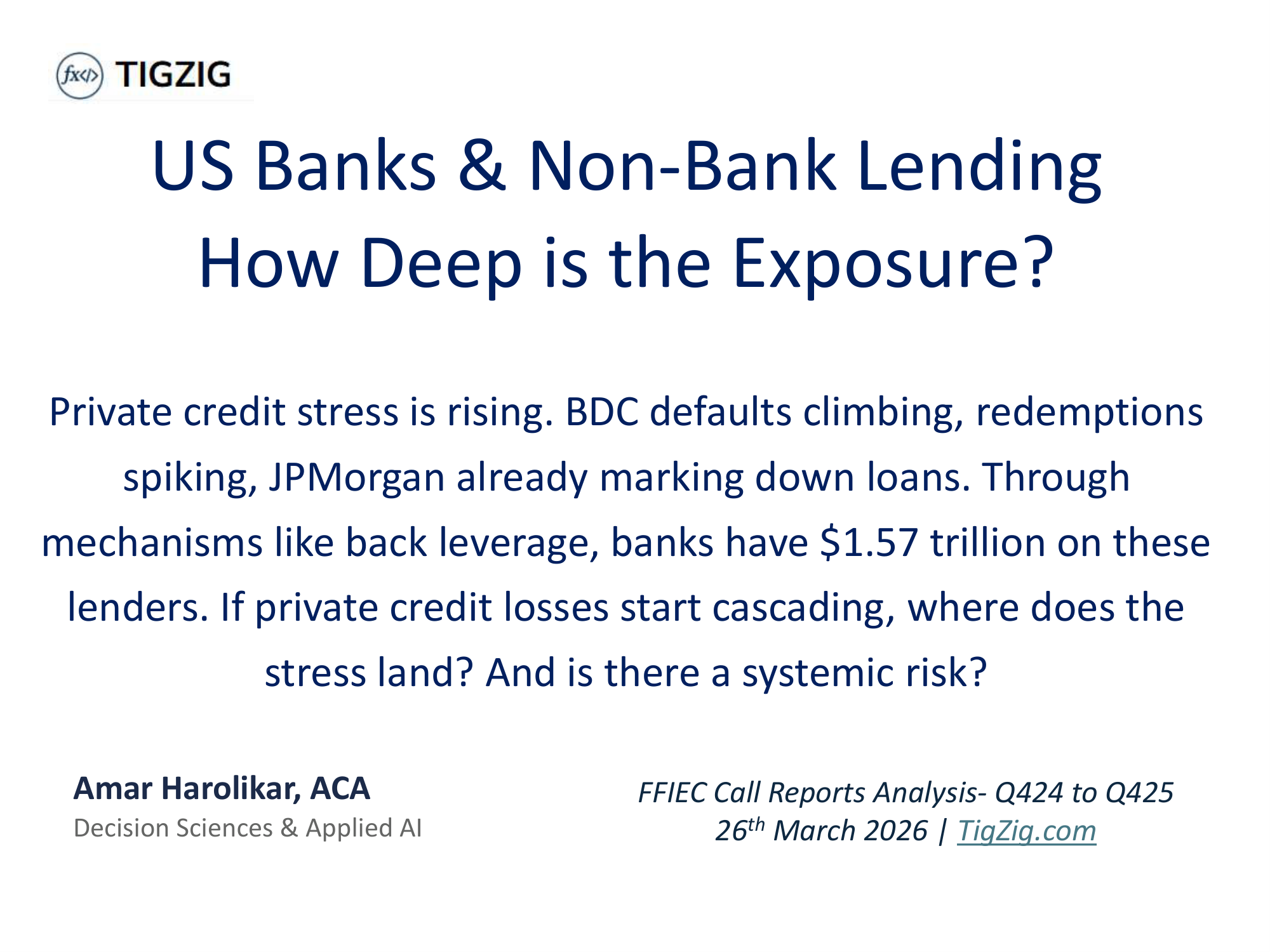 US Banks & Non-Bank Lending - How Deep is the Exposure? Is there a Systemic Risk?