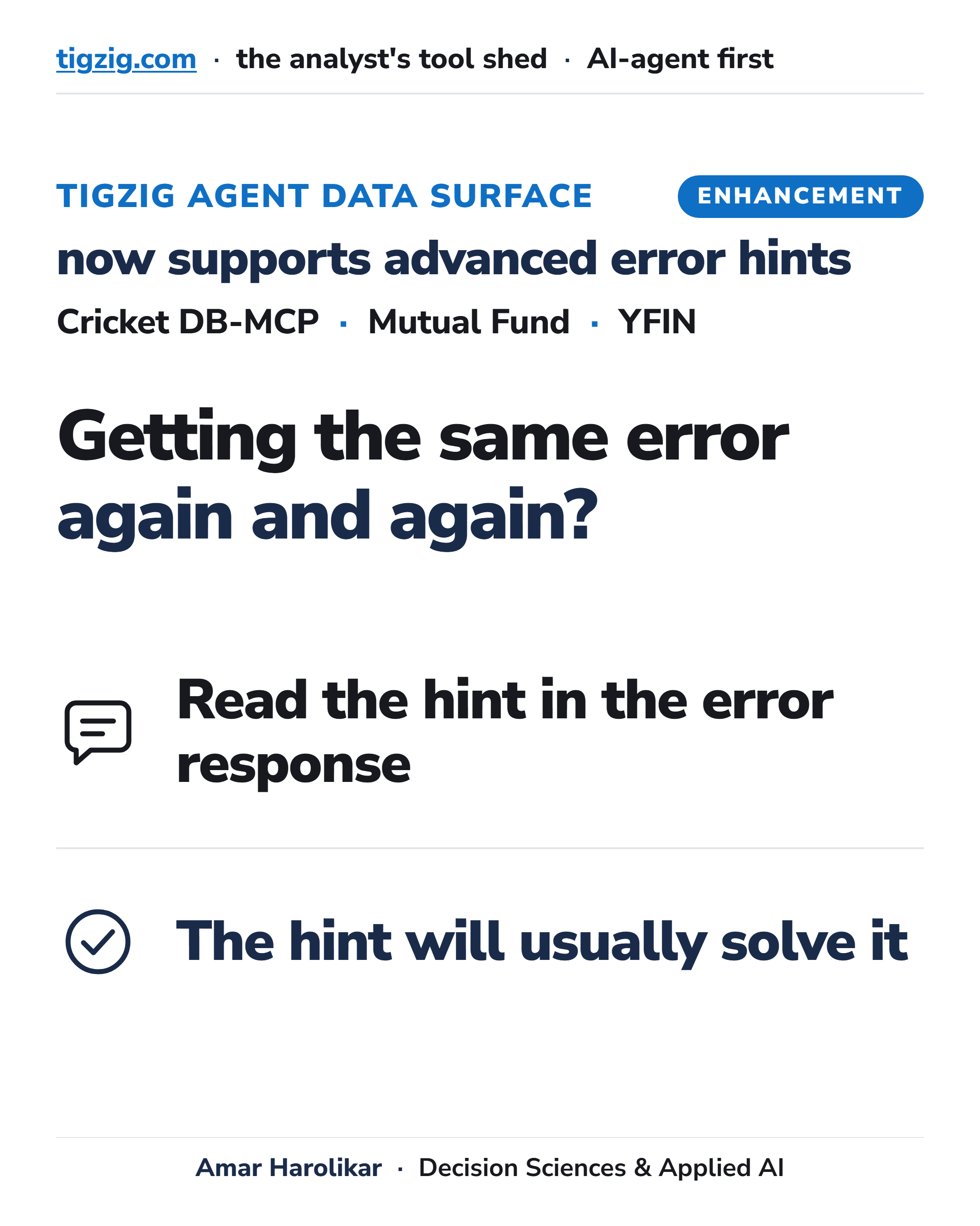 If a Tigzig API Keeps Returning the Same Error, Read the Response Body. There Is Almost Always a Hint in It.