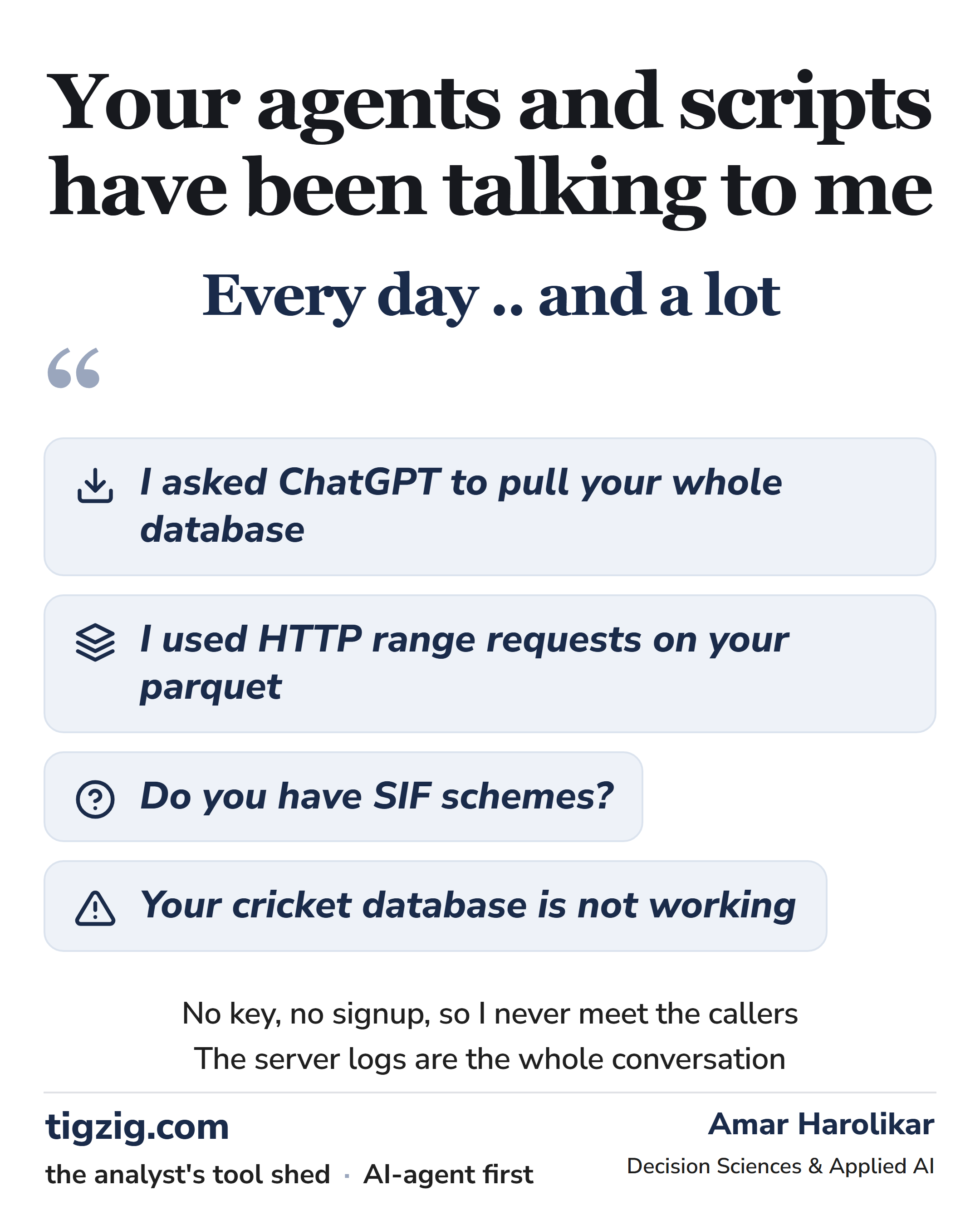 Your Agents and Scripts Have Been Talking to Me. Here Is That Conversation in Plain English.