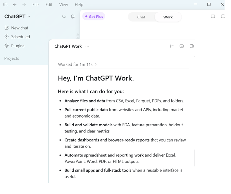 ChatGPT Work Comes With Your ChatGPT Go or Pro Subscription. Here Is What It Can Do.